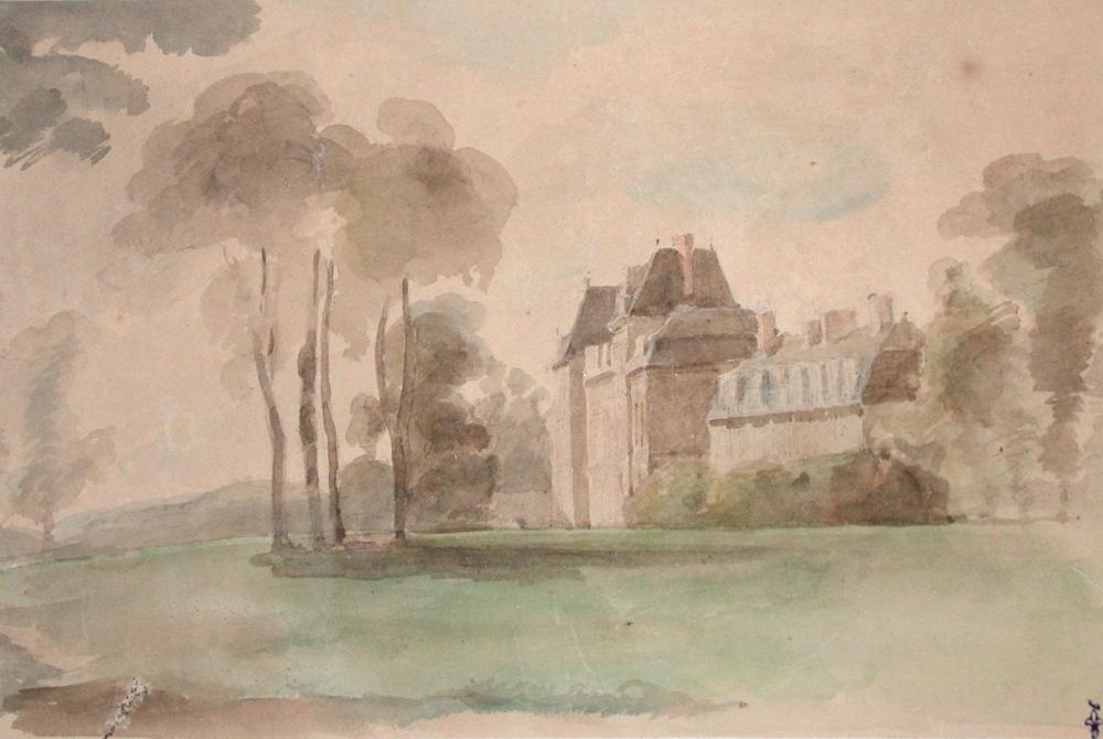 Le château de Rosny ; Album de dessins : Voyage en Angleterre, Quadrille de Marie Stuart et Camp de Lunéville, volume in-folio oblong, maroquin rouge._0