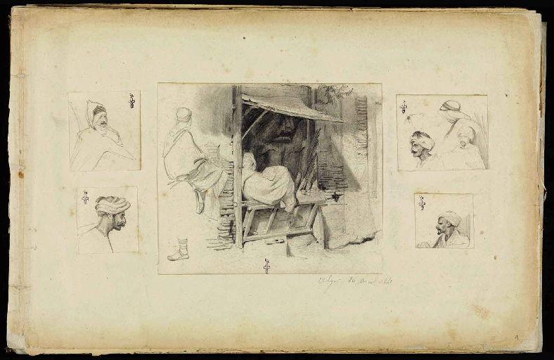 Etude de tête d'homme arabe, Félix Philippoteaux, 1840