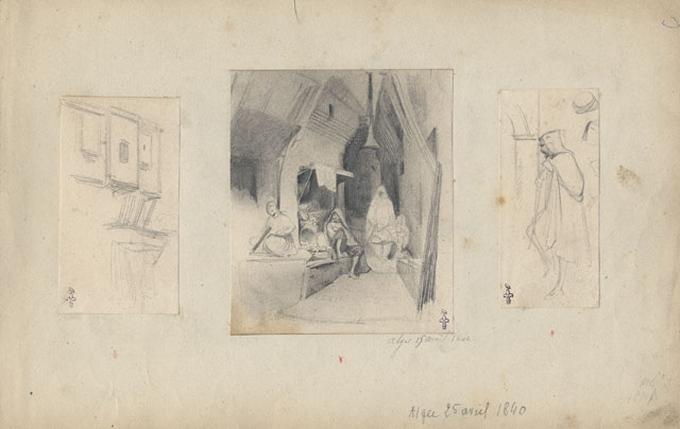 Scène de rue à Alger, Félix Philippoteaux, 1840