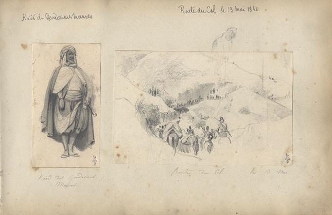 Kaïd des gendarmes maures, Félix Philippoteaux, 1840