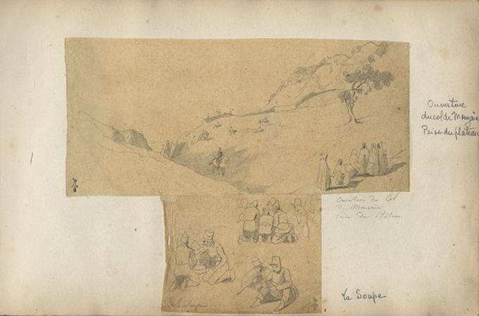 Ouverture du col de Mouzaïa, prise du plateau, Félix Philippoteaux, 1840
