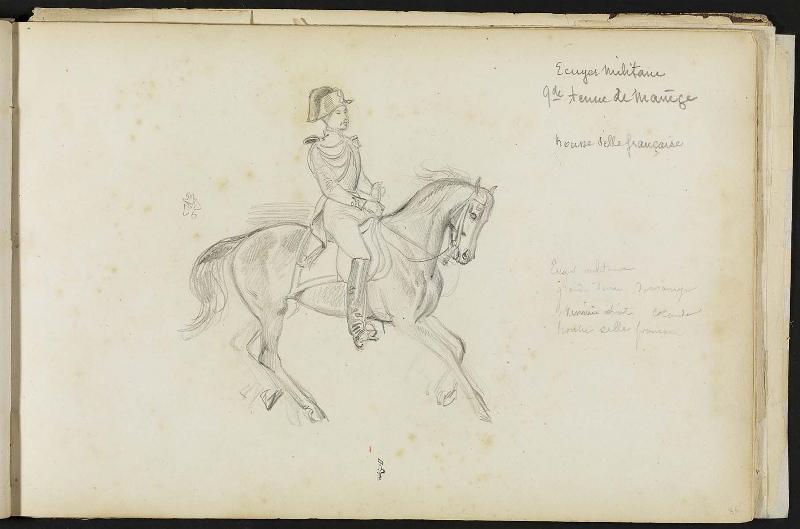 Ecuyer militaire en grande tenue de manège, Félix Philippoteaux, 1840