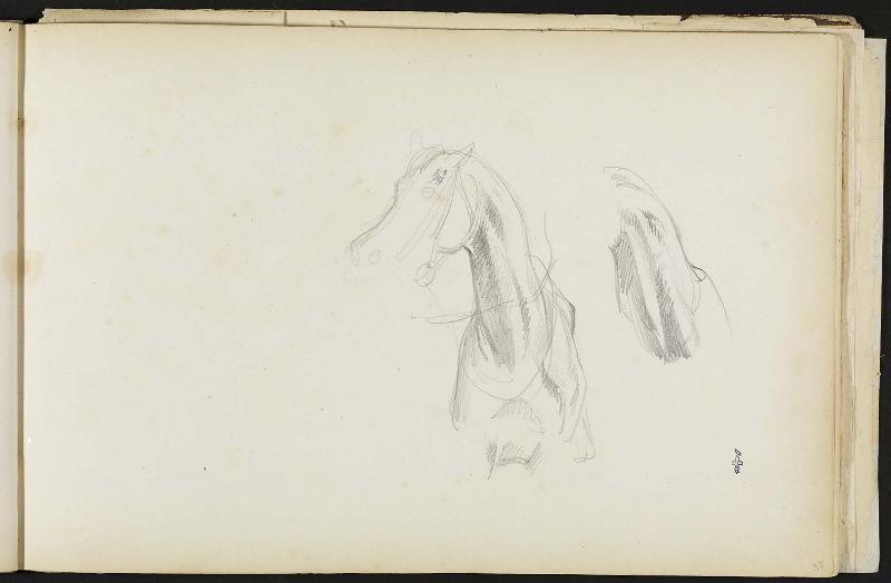 Double étude encolure de cheval, Félix Philippoteaux, 1840