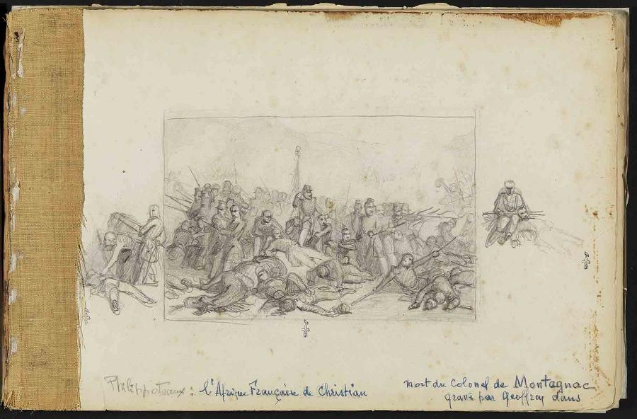 Mort du colonel de Montagnac, Félix Philippoteaux, 1840