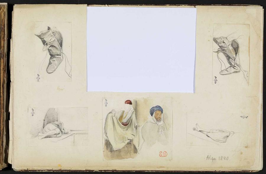Etude de jambes d'homme allongé, Félix Philippoteaux, 1840
