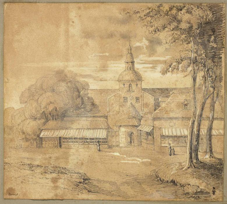 L'église Notre-Dame de Grâce à Honfleur, vue extérieure, Camille Bernier, 19e siècle
