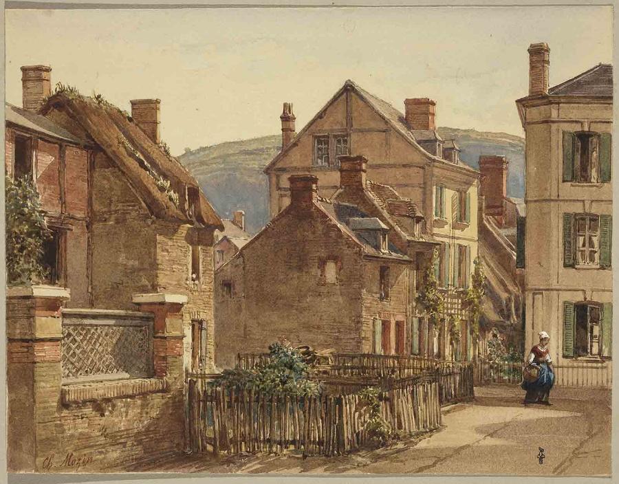 Vue de la maison où le roi s'arrêta à Trouville le 28 février 1848, avant de s'embarquer pour l'Angleterre, Charles Louis Mozin, 1848-1902