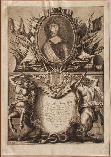 Louis de Bourbon / duc d'Anguien Prince du Sang / Pair de France General des Ar/mées du Roy en Champagne / et Luxembourg Fils de Henry / de Bourbon Prince de Condé / Premier Prince du Sang, et / de Charlotte Margueritte de / Monmorancy . 1643, Jean Frosne, 1643