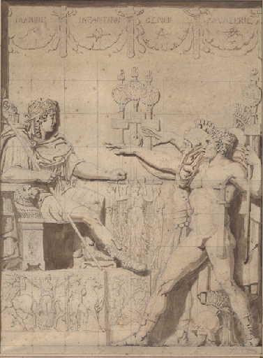 Porsenna (recto) ; Deux romains saluant un empereur assis (verso), Louis Pierre Deseine, 1821 avant