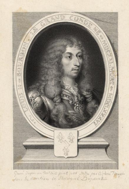 Portrait du Grand Condé : LOUIS II de BOURBON . LE GRAND CONDE NE EN MDCXXI . MORT EN MDCLXXXVI [autour du médaillon], Alphonse Francois, 19e siècle