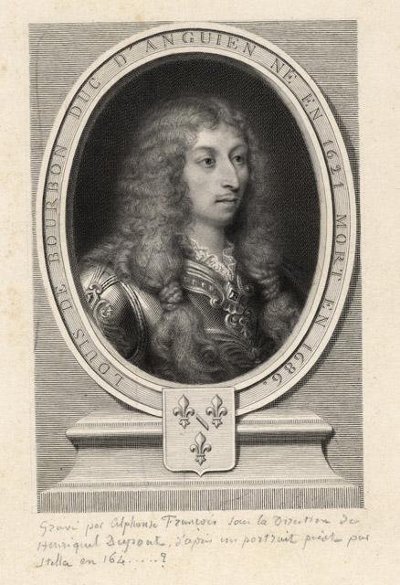 Portrait du Grand Condé : LOUIS DE BOURBON DUC D'ANGUIEN NE EN 1621 . MORT EN 1686 [autour du médaillon], Alphonse Francois, 1829 avant