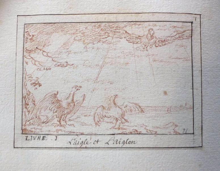 Fables de Houdard de La Motte : L'aigle et l'aiglon, Claude Gillot, 1719