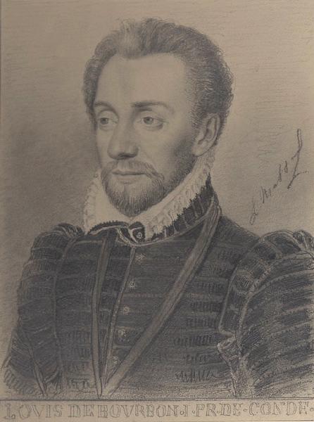 Portraits au crayon d'après les tableaux du musée de Versailles ; Louis de Bourbon Ier du nom, prince de Condé (mort en 1569), Léopold Massard, 19e siècle