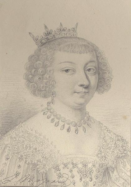 Portraits au crayon d'après les tableaux du musée de Versailles ; Charlotte Marguerite de Montmorency princesse de Condé, Léopold Massard, 19e siècle