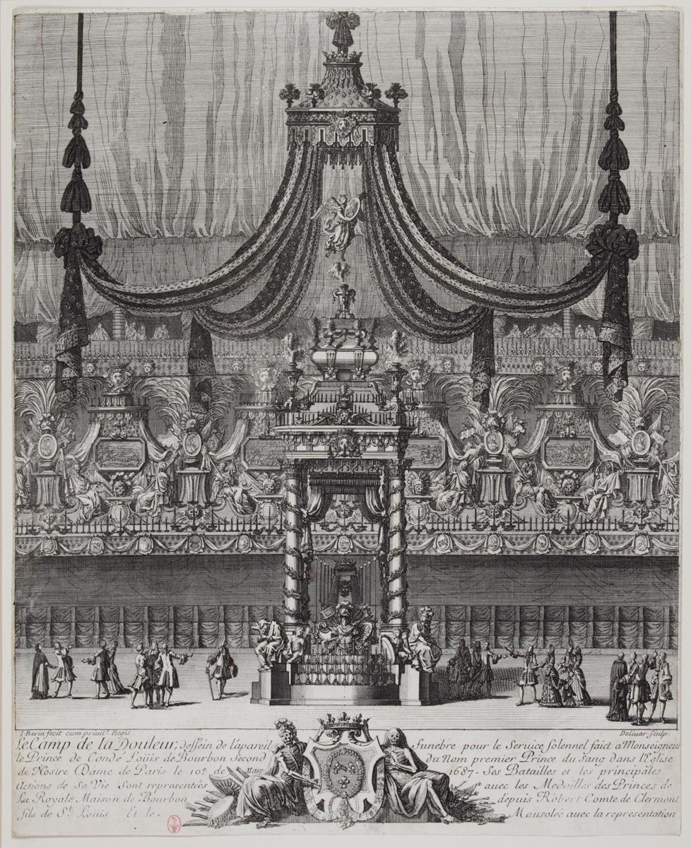 Le Camp de la Douleur, dessein de l'appareil funèbre pour le service solennel faict à Monseigneur le Prince de Condé, Louis de Bourbon second, premier prince du sang dans l'église de Nostre Dame de Paris le 10 mars 1687, Jean Dolivar
