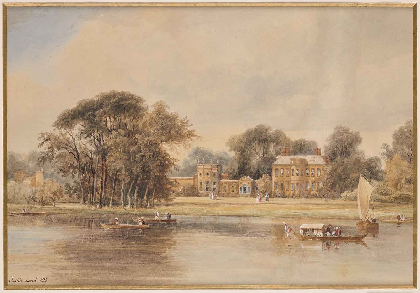 Vue d’Orleans House à Twickenham prise des bords de la Tamise, Pierre Justin Ouvrie, 1838