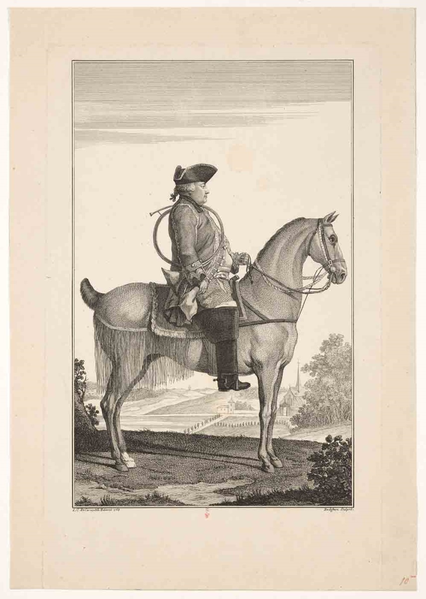 [Louis-Philippe d’Orléans] ; Recueil de 27 gravures par ou d’après CARMONTELLE en taille-douce rassemblées dans un portefeuille en maroquin rouge estampée à chaud et à froid d’un décor de roulettes, aux armes des Orléans ; étiquette collée au contre-plat supérieur : Ex-libris A. Bérard n° 276., Jean Baptiste Delafosse