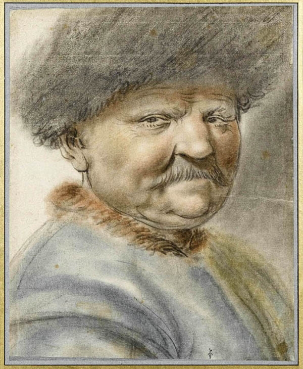 Homme moustachu à la toque de fourrure, dit autrefois le Tsar Pierre le Grand (1672-1725), Nicolas Lagneau
