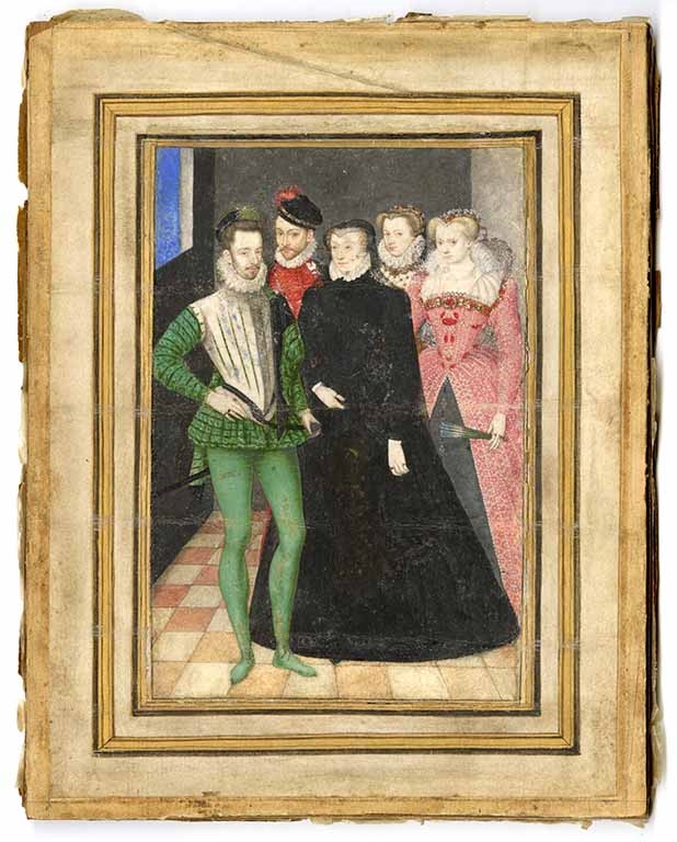 Catherine de Médicis entourée de ses fils Charles IX et Henri III et de ses belles-filles Elisabeth d’Autriche et Louise de Lorraine-Vaudémont, Jean Decourt, 1575-1576