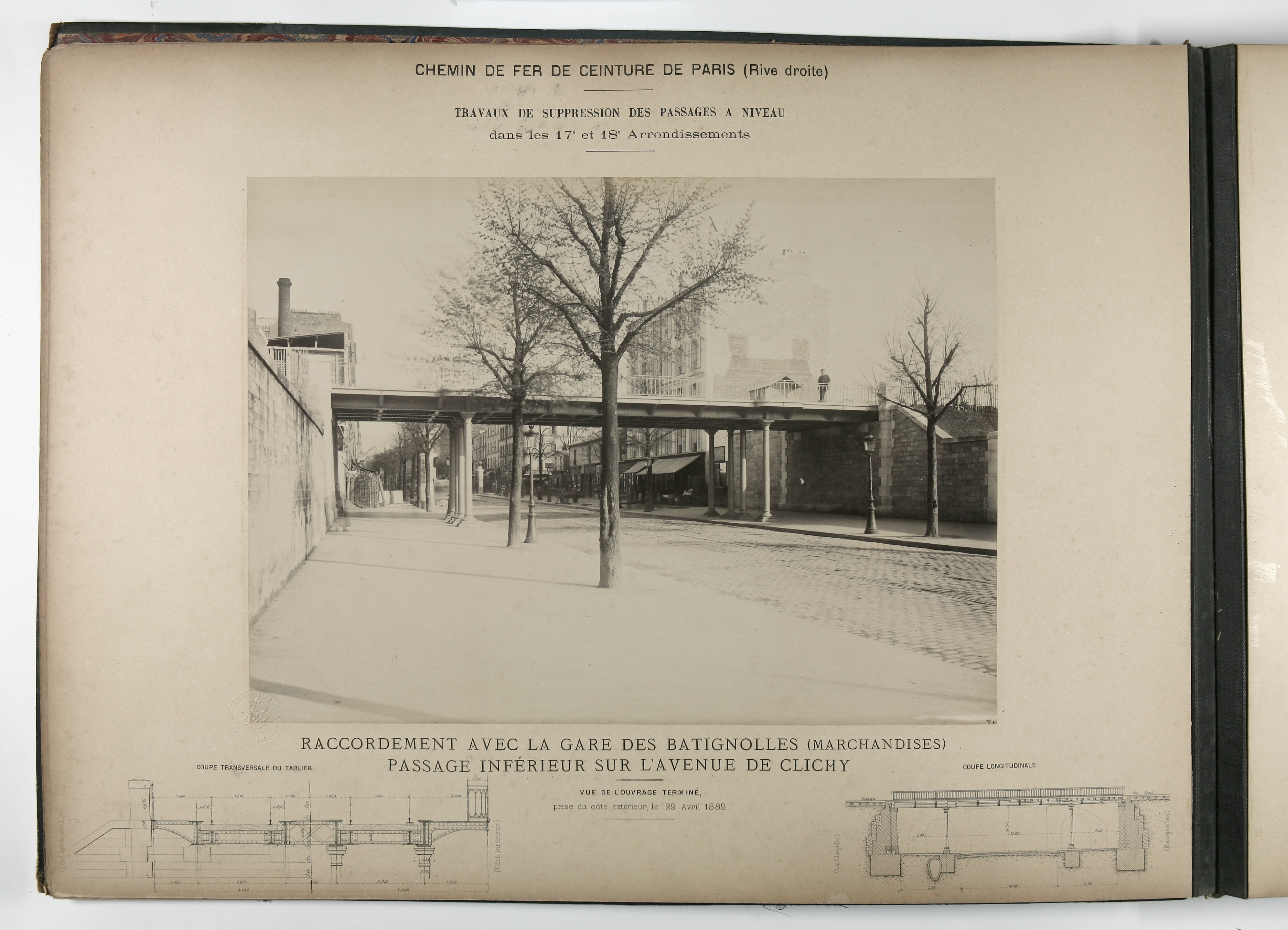 Syndicat du chemin de fer de ceinture de Paris. Suppression des passages à niveau dans le 17ème et 18ème arrondissement. Raccordement avec la gare des Batignolles (marchandises). Passage inférieur sur l'Avenue de Clichy_0