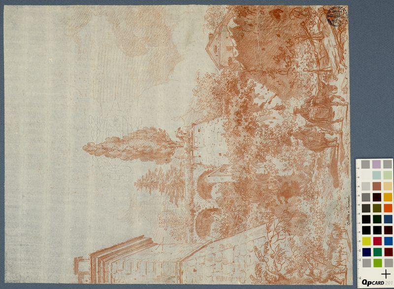 Vue du palais Farnèse à Caprarola, prise d'un angle de l'arrière de la terrasse_0