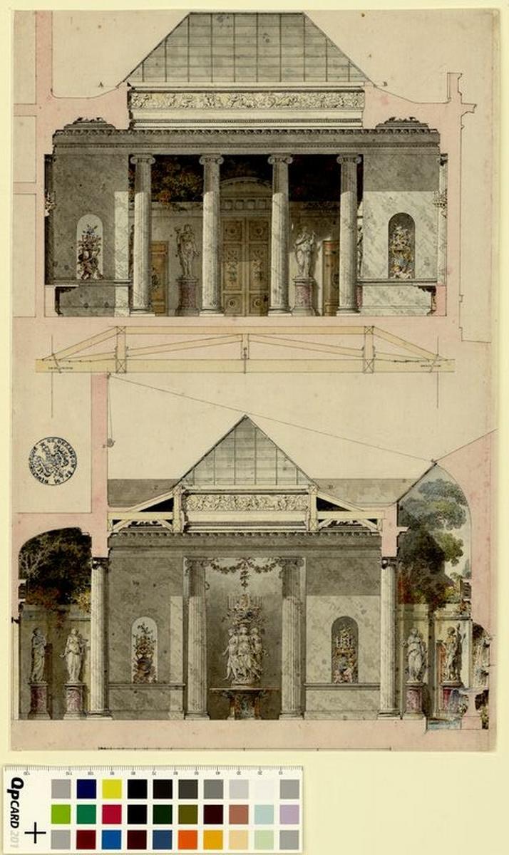 Hôtel particulier pour Jean-Baptiste Arboulin de Richebourg, intendant des Postes de France, rue de Courcelles, à Paris. La salle à manger d'été : élévation_0