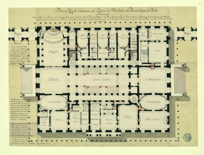 Palais du prince-évêque de Bâle à Porrentruy. Plan du rez-de-chaussée_0