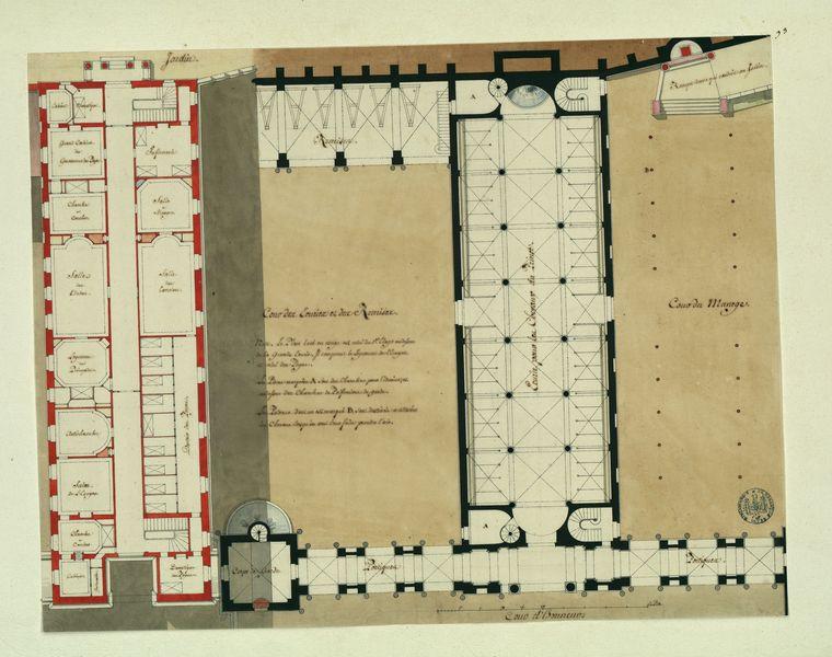 Palais du prince-évêque de Bâle à Porrentruy. Plan des écuries et remises_0