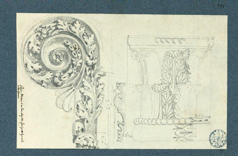 Mesure d'un beau chapiteau ionique antique à la villa Farnèse_0