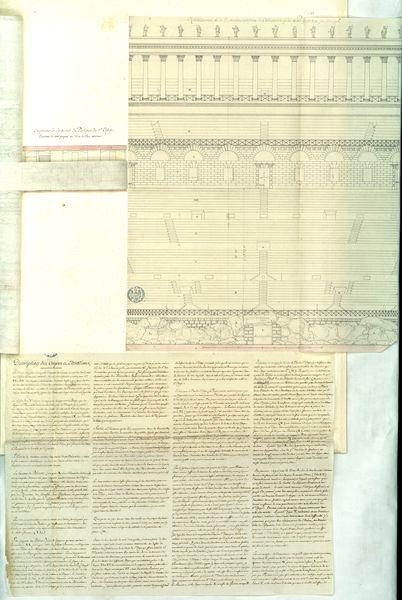 Rétablissement de la décoration intérieure du Colisée, telle qu'on croit qu'elle a pu être. Coupe sur la longueur du portique du 3e étage. Coupe sur le petit diamètre de l'ellipse_5