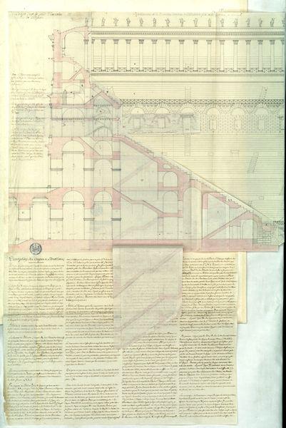 Rétablissement de la décoration intérieure du Colisée, telle qu'on croit qu'elle a pu être. Coupe sur la longueur du portique du 3e étage. Coupe sur le petit diamètre de l'ellipse_6