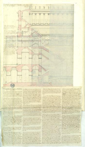 Rétablissement de la décoration intérieure du Colisée, telle qu'on croit qu'elle a pu être. Coupe sur la longueur du portique du 3e étage. Coupe sur le petit diamètre de l'ellipse_1
