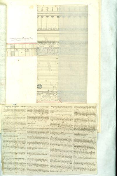 Rétablissement de la décoration intérieure du Colisée, telle qu'on croit qu'elle a pu être. Coupe sur la longueur du portique du 3e étage. Coupe sur le petit diamètre de l'ellipse_3