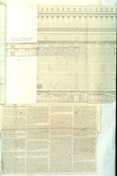 Rétablissement de la décoration intérieure du Colisée, telle qu'on croit qu'elle a pu être. Coupe sur la longueur du portique du 3e étage. Coupe sur le petit diamètre de l'ellipse_4