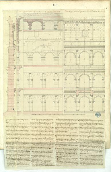 Vue du côté intérieur du mur de face du Colisée dans l'état actuel. Elévation qui présente une partie de la décoration extérieure du Colisée_1