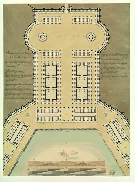 Plan des bâtiments divers qui précédaient ou environnaient le bassin du port de Trajan près d'Ostie_0