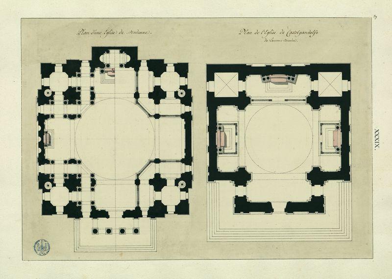Plan d'une église de Modène. Plan de l'église de Castel Gandolfo, de Laurent Bernin_0