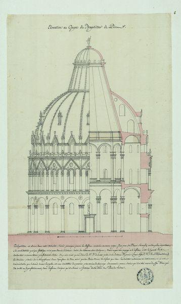 Elévation et coupe du baptistère de Pise_0