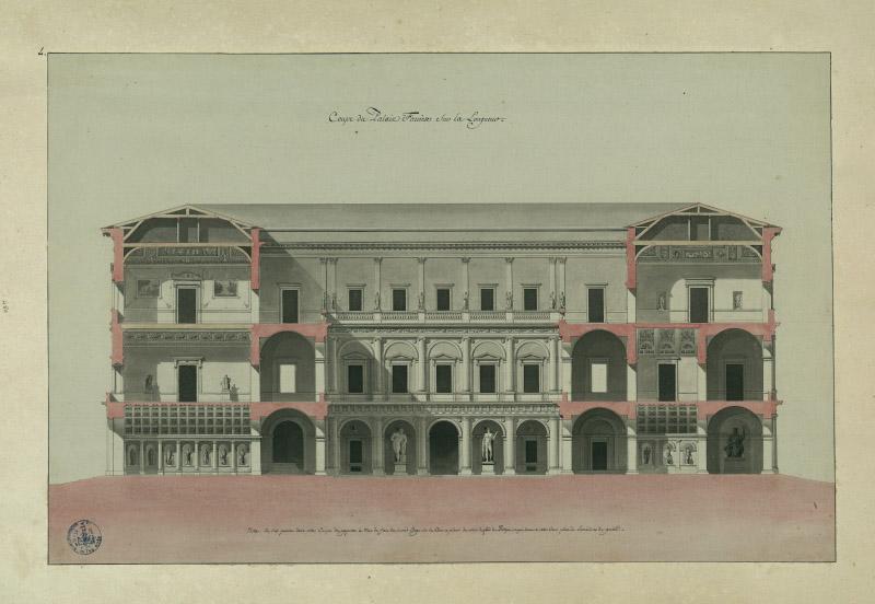 Coupe du palais Farnèse sur la longueur_0