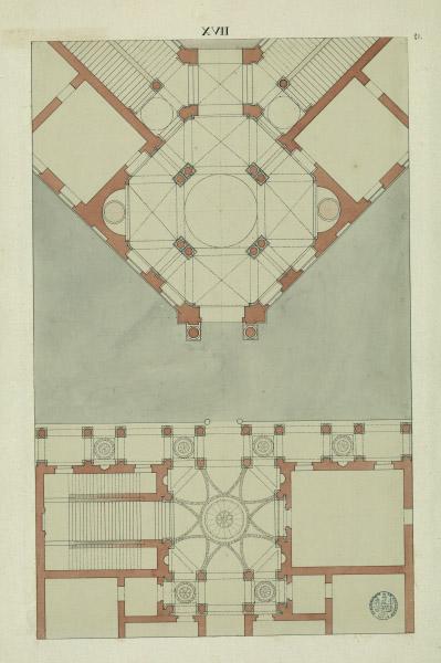 Plans des vestibules des palais de la Valdise et de San Marssano à Turin_0