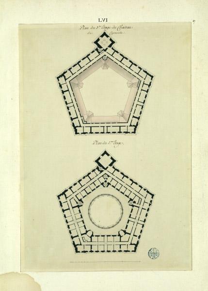 Plan du 3e étage du château de Caprarolla. Plan du 2e étage du château de Caprarolla_0