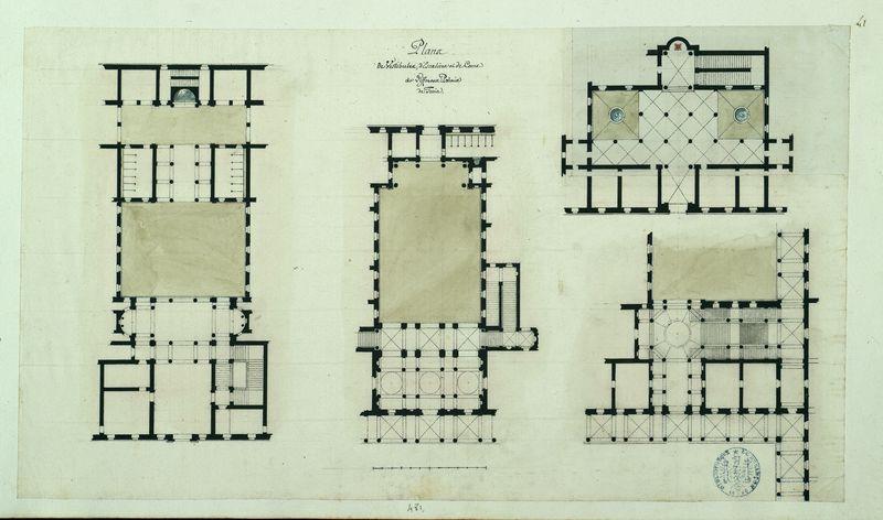 Plans de vestibules, d'escaliers et de cours de différents palais de Turin_0