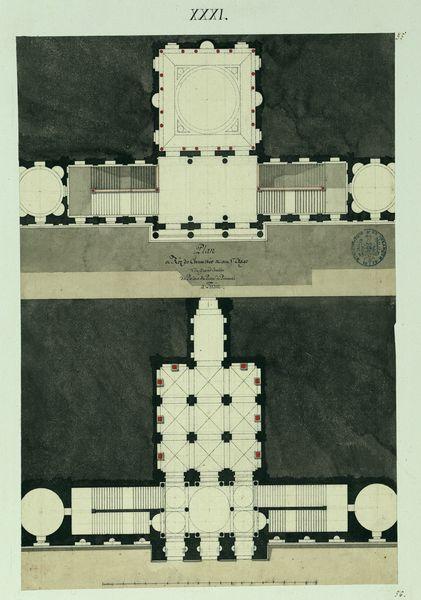 Plan du rez-de-chaussée et du premier étage du grand escalier du palais du prince de Piémont à Turin_0