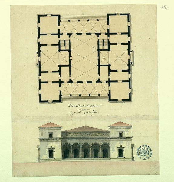 Plan et élévation d'une maison de campagne des anciens ducs, près de Parme_0
