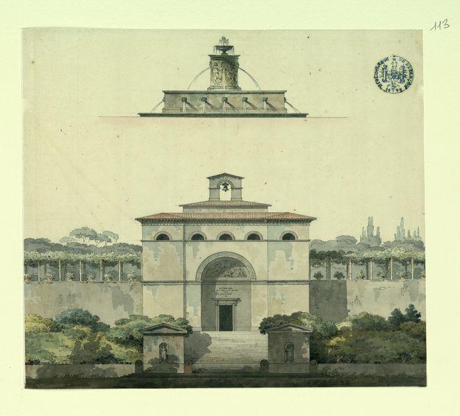 Fontaine de Bagnaïa. Entrée (démolie) du couvent des Camaldules à Frascati_0