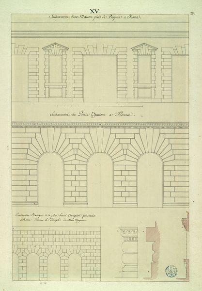 Soubassements d'une maison près de Pasquin à Rome et du palais Ugoccioni à Florence. Construction rustique derrière le temple de Mars Vengeur à Rome_0