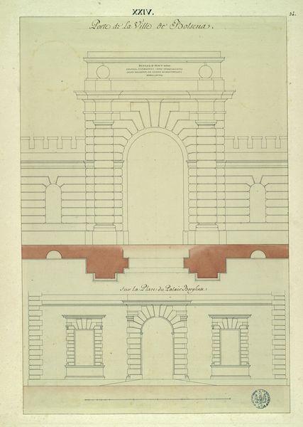 Porte de la ville de Bolsena. Elévation du soubassement faisant face au palais Borghèse_0