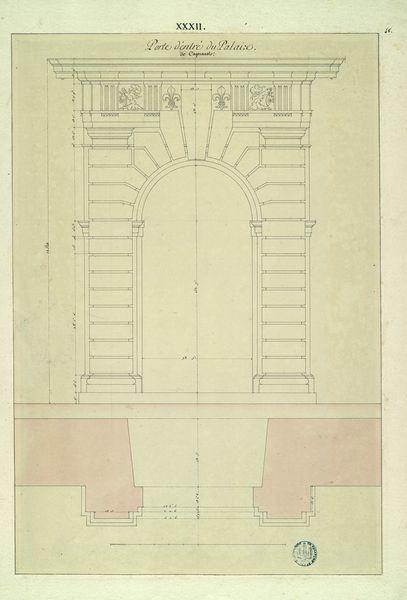 Porte d'entrée du palais de Caprarola : élévation et plan_0