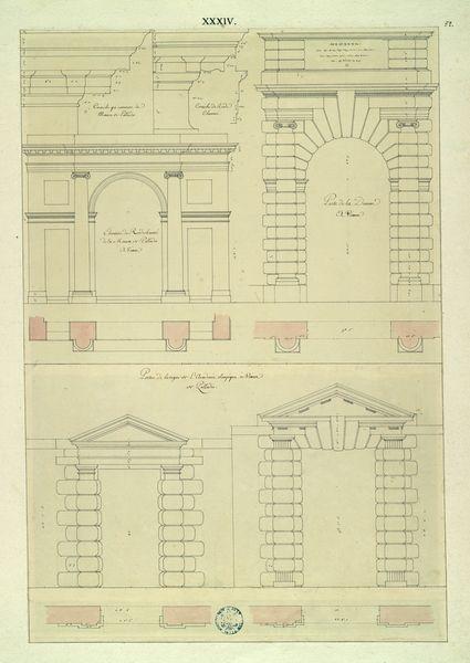 Quatre portes à Vicence : élévations et plans_0