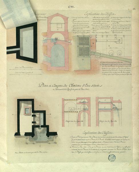 Conduites et réservoirs d'eau pour l'approvisionnement de Rome : plan et coupe du château d'eau situé à l'extrémité de la rue Julia près du pont Sixte_2